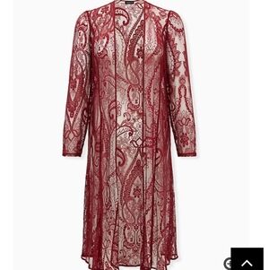 🆕 RED LONG SLEEVE LACE KIMONO